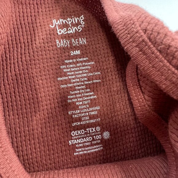 Jumping Beans Baby Bodysuit 24M Rust Waffle Thermal Knit Polar Bear Graphic - Picture 4 of 8